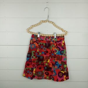 Children's Place girls size 8 colorful boho corduroy slight flare skirt button